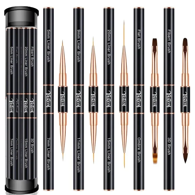 

5Pcs Dual End Nail Art Pen Brushes Double-Ended Nail Art Brushes For Long Lines, Professional nail tools