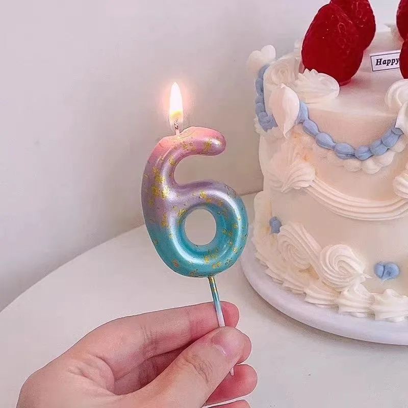 Happy Birthday Cake Decorated Colorful Digital Candles Children's Delicate Candy Color 0-9 Number Candles Party Decoration