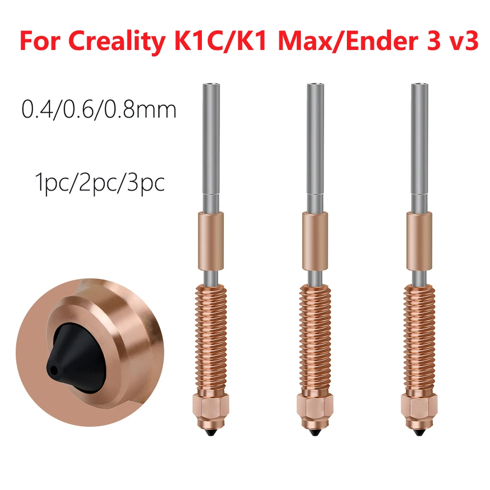 

Сопло K1c для Creality K1 Max, комплект насадок Ender 3 V3, сопло из закаленной стали с быстрой заменой, цельный биметаллический тепловой разрыв с высоким потоком