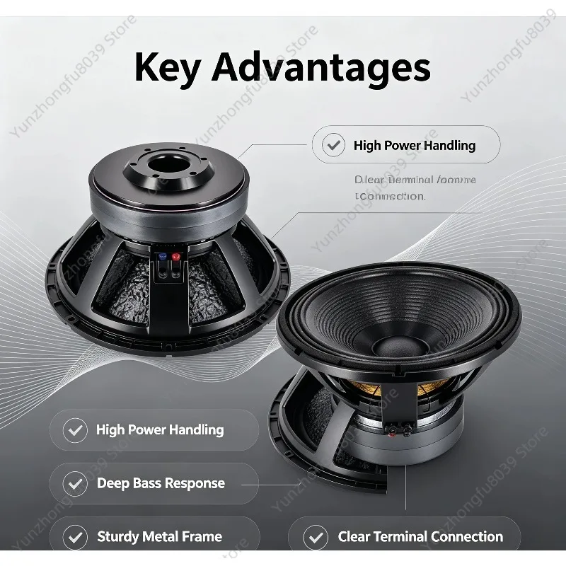 18805 18 Inch Active Stage Subwoofer, 2000W Double Magnet 4.5 Inch Voice‑Coil High Power Bass Audio Speaker For Stage
