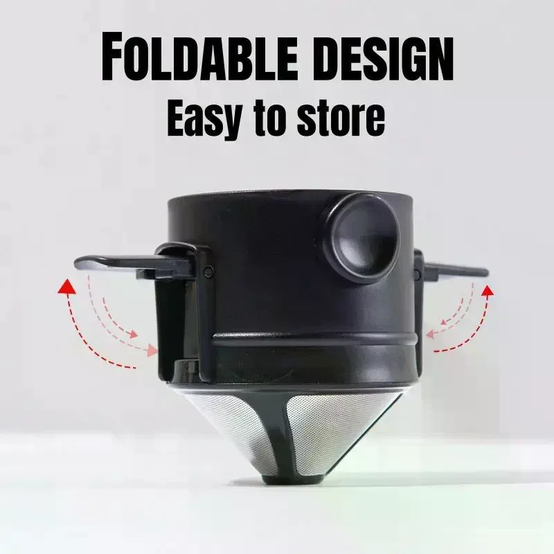 304 Stainless Steel Coffee Dripper Foldable Hanging Ear Filter Reusable Home Office