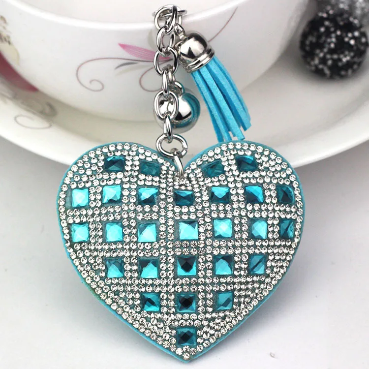 luxury Heart Shape Crystal Keychain Pendant With Metal Keyring for Women\'s Bags and Car Key Accessories Wholesale Price