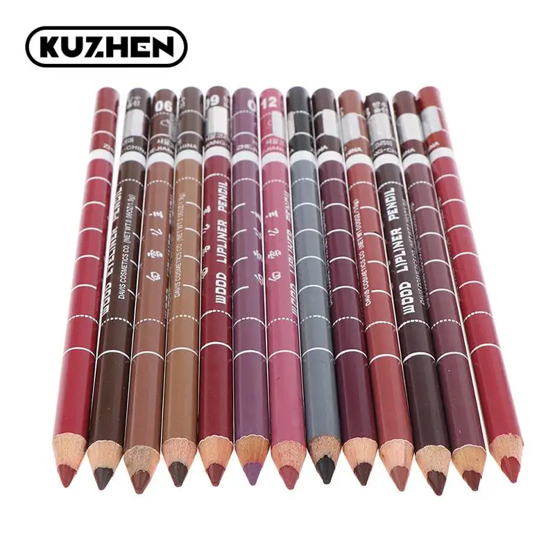 Professionele Houten Lipliner Waterdichte Dame Charmante Lipliner Zachte Potlood Make-Up Vrouwen Langdurige Cosmetische Tool 28 Kleur