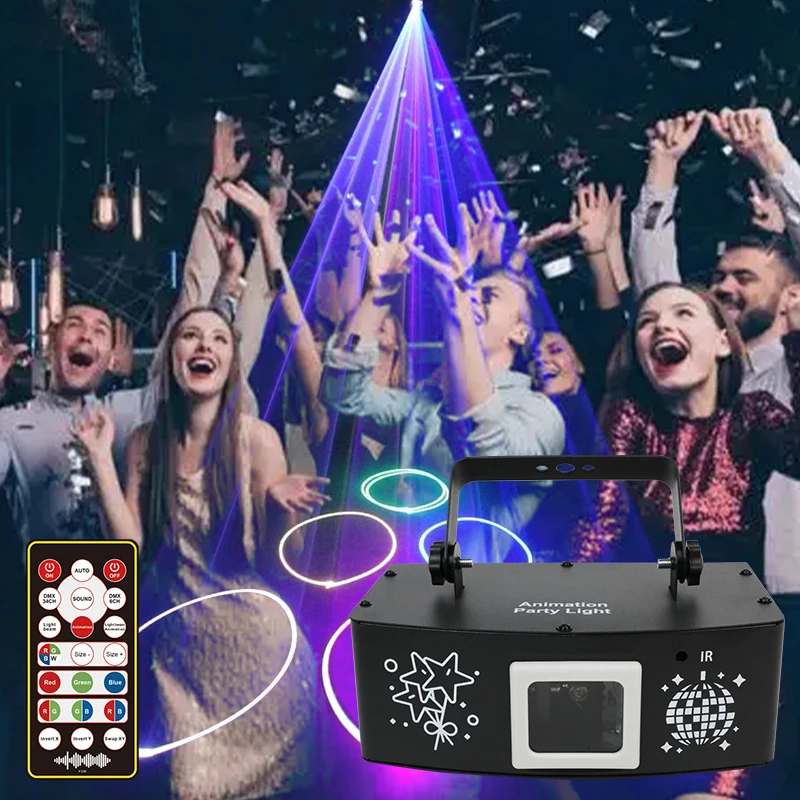 

Сценический DJ, поддержка DMX512 и голосовое управление, цветная 3D-анимация RGB, подходит для Хэллоуина, Рождества, дня рождения, бара, свадьбы