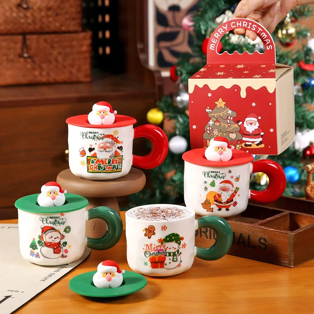 

Christmas Ceramic Mug Creative Gift for Family 2025 Christmas Party Couple Cup Mugs Coffee Cups m