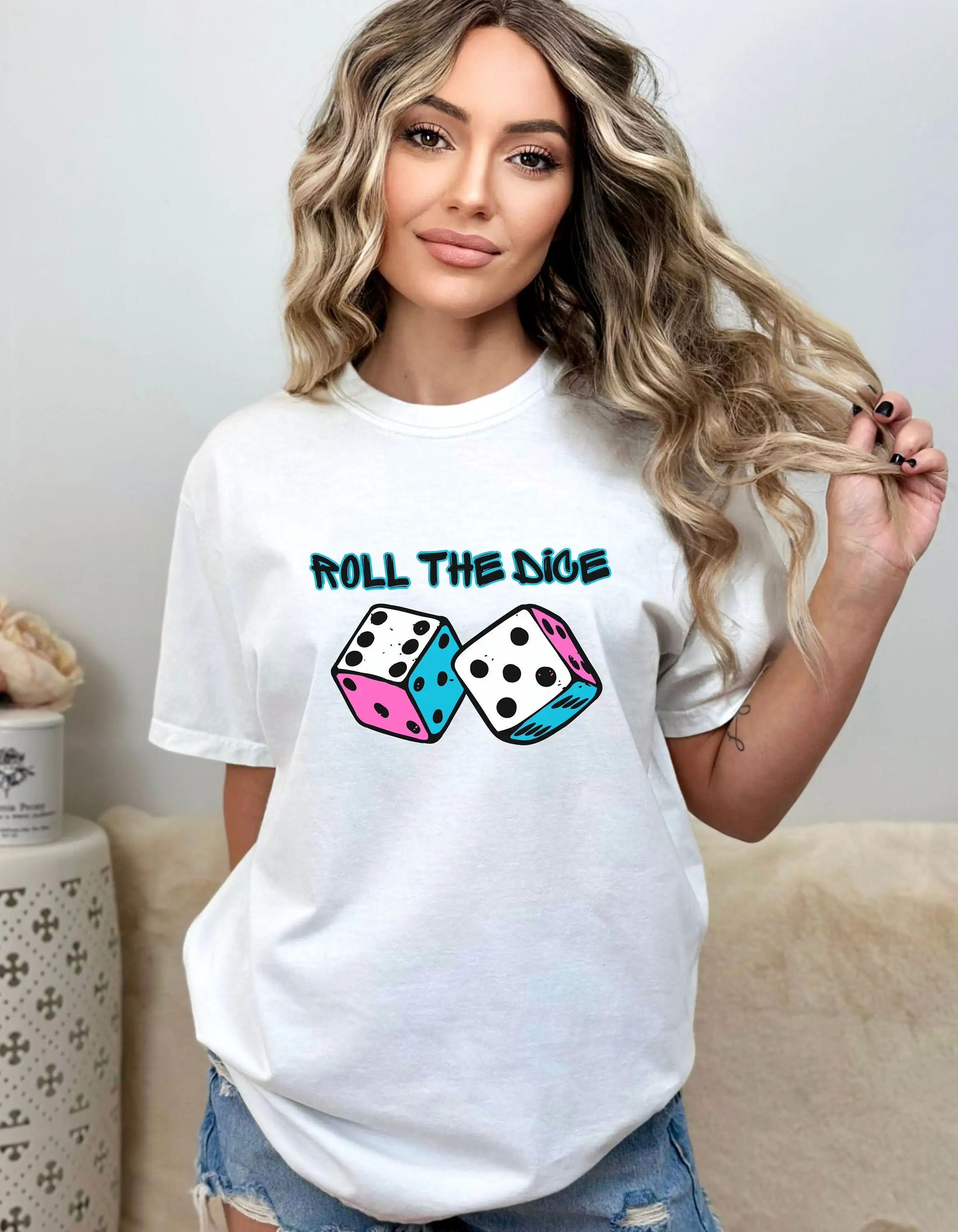 Roll The Dice T Shirt For Risk Taker Gambling Her Him Trendy Shirtn