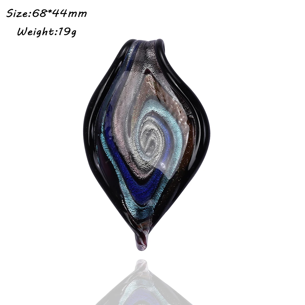 Qianbei Wholesale 6pcs Handmade Murano Lampwork Glass Mix Color Big Leaves Pendant Fit Necklace Jewelry Gifts