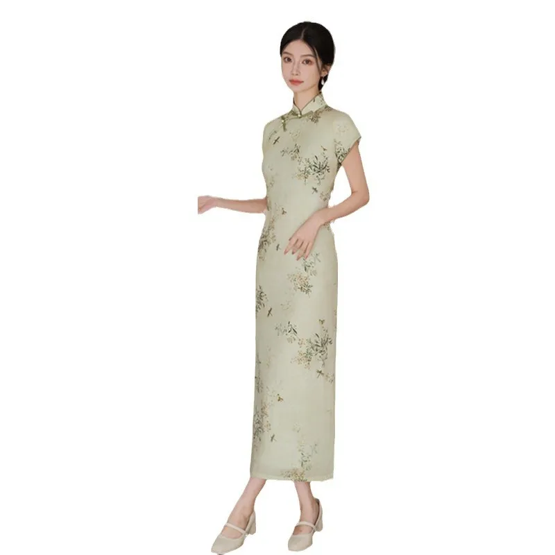 الرجعية الوطنية نمط طويل الأكمام شيونغسام تشى باو الصيف الجديدة تحسين الصينية اليومية #5