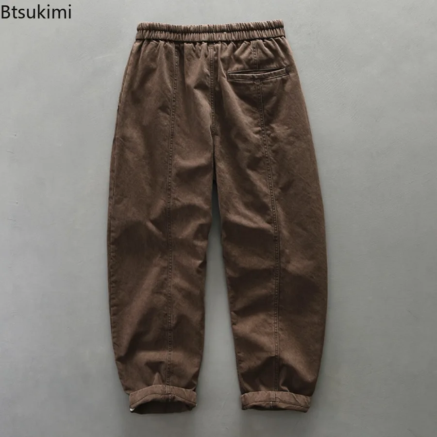 2025 Men's Autumn New Casual Trousers Vintage Simple Straight Baggy Pants Comfortable 100% Cotton Cargo Pants Men Joggers Pants