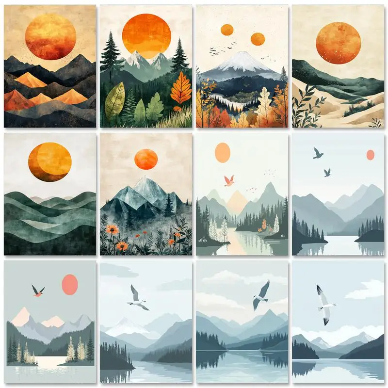 

RUOPOTY Illustration Diy Painting By Numbers Frame For Starter Kit Sunset Diy Crafts Adults Kits Landscape Acrylic Paint For Hom
