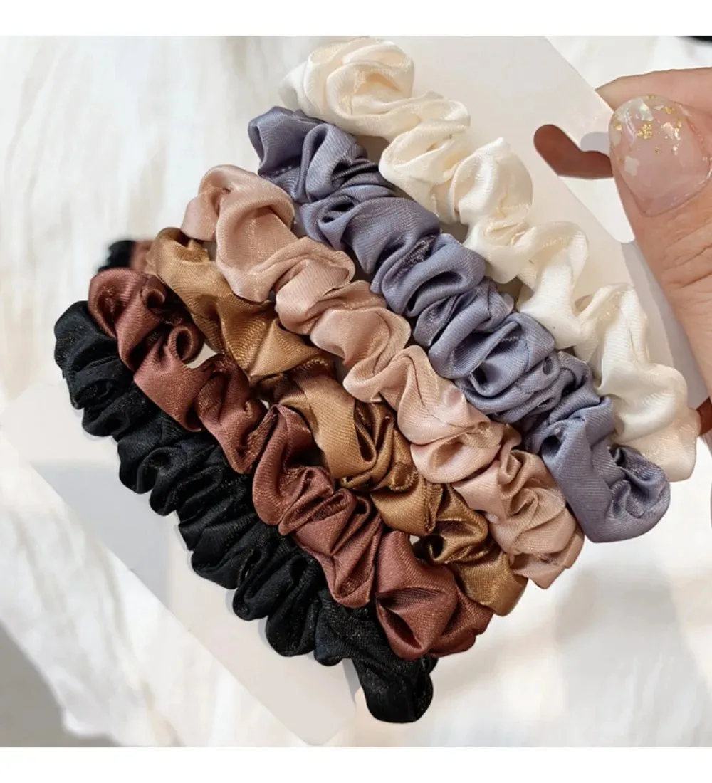 6Pcs Soft Satin Hair Scrunchies, Non-Slip Elastic Hair Bands, Silk Feel Hair Ties, Vintage Accessories for Women Girls view 4