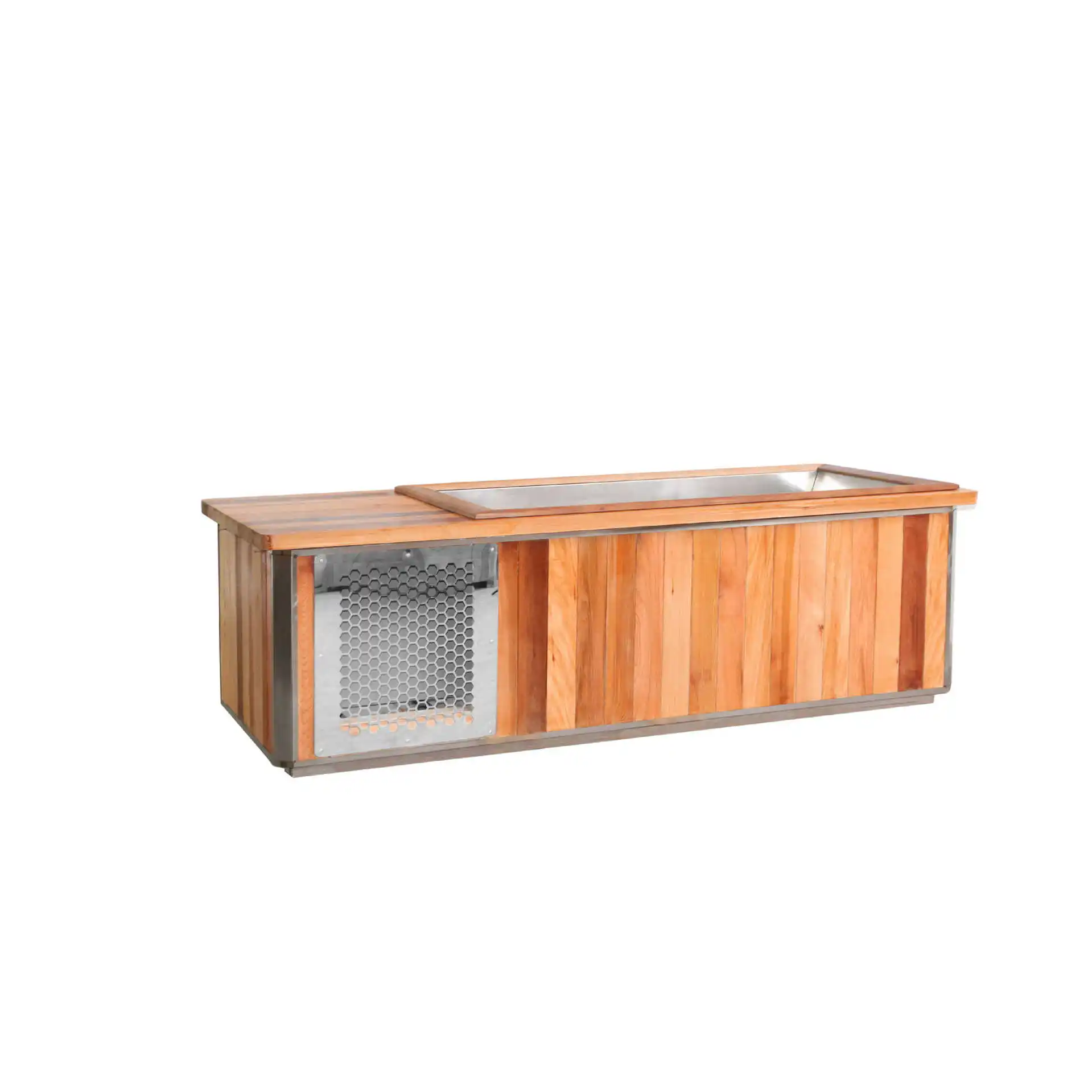 Square Wooden Ice Bath Tub, Red Cedar Cold Hot Soak Barrel, Stainless Steel Liner, Insulated Foam Cover, 2024 Model