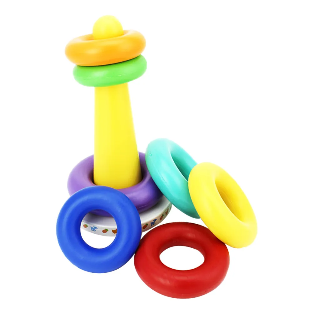 

1Set Colorful Ring Stacking Educational Game Early Learning Plaything for Kids Cognitive Shape Developing Hand Eye Coordination