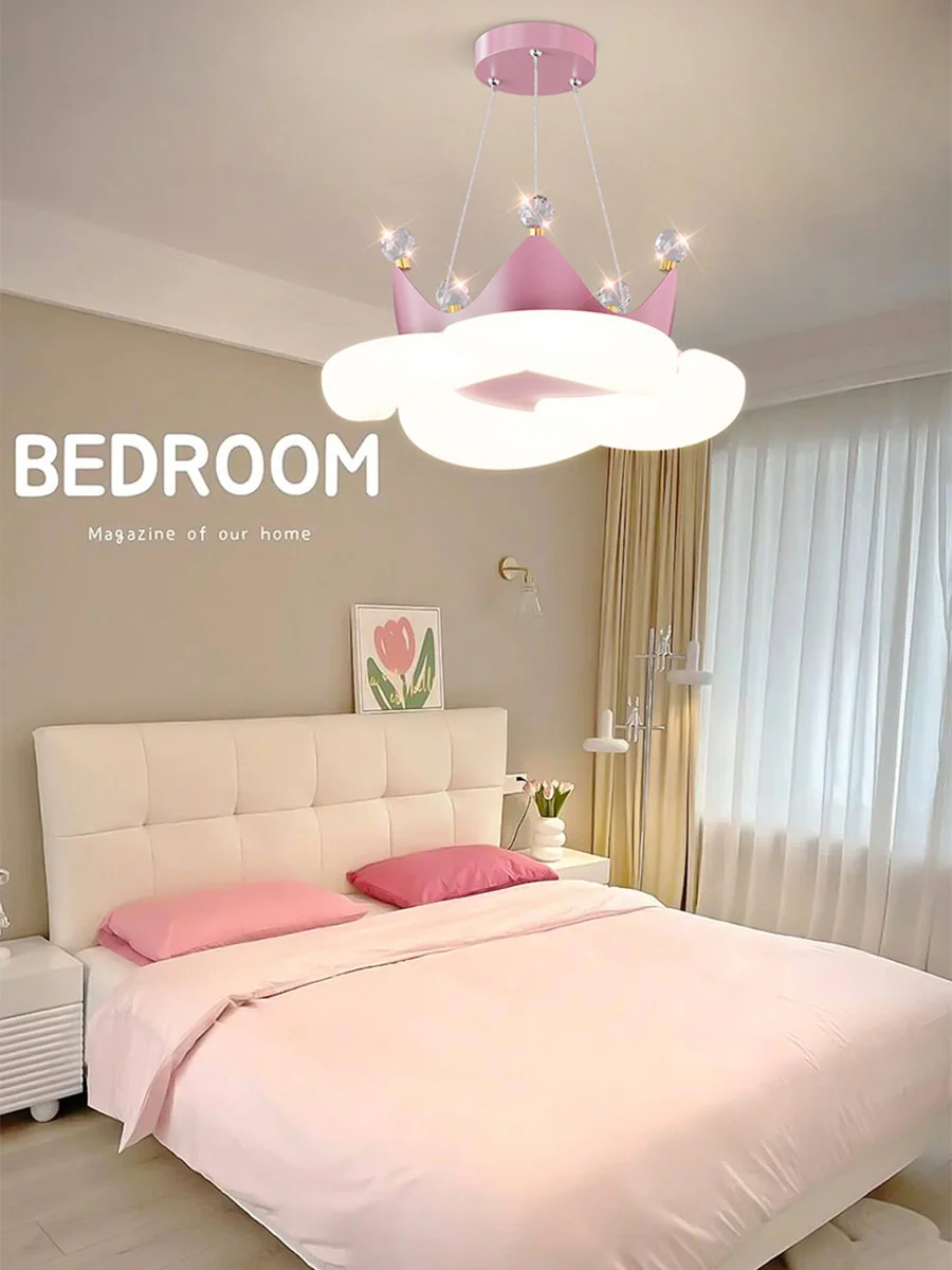 Bedroom Chandelier: Nordic Creative Cloud Crown Lamp, Suitable for Girls' Princess Rooms, Master Bedrooms and Children's Rooms