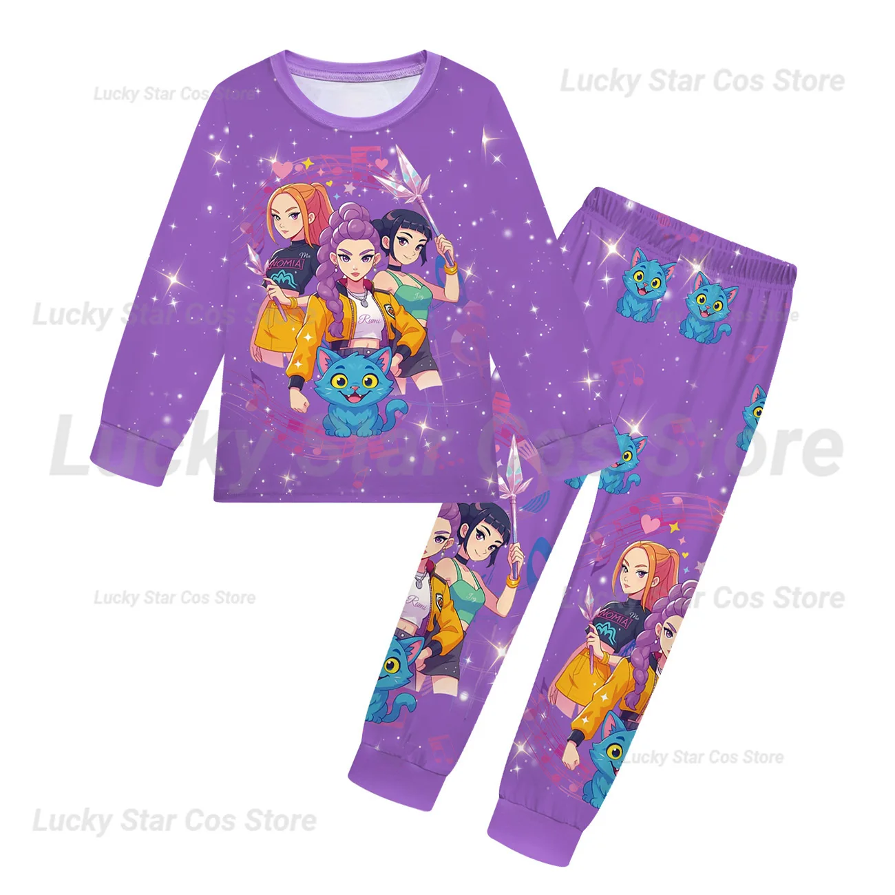 K Pop Huntrix Demon Hunters Kid Pajamas Set Girl Boy Long Sleeve T-shirt+Pants 2pcs Autumn Sleepwear Comfortable Fashion Clothes - Image 3