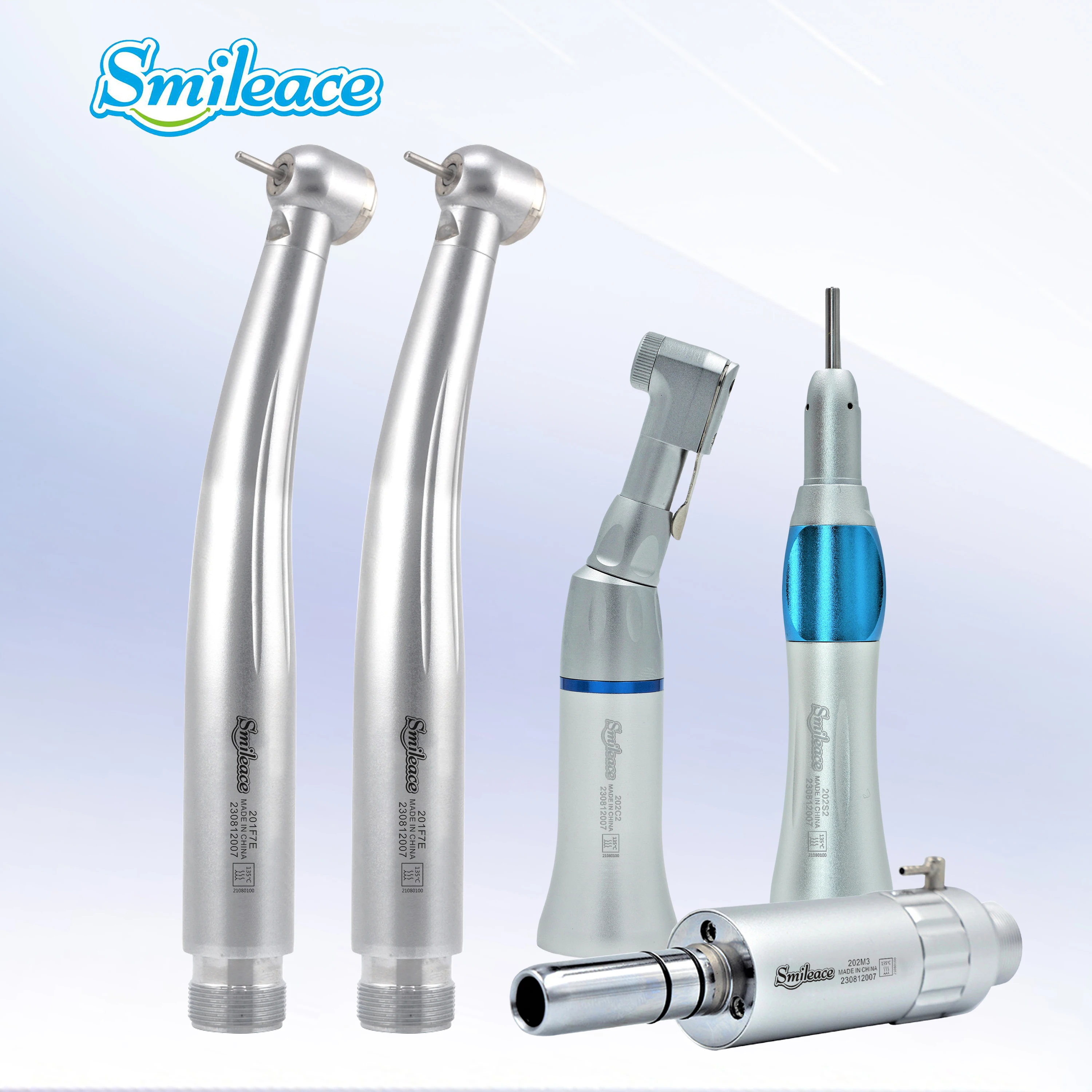 Dental High and Low Speed Handpiece Kit Push Putton 1:1 Contra Angle Air Motor Set Standard High Speed Handpiece with LED