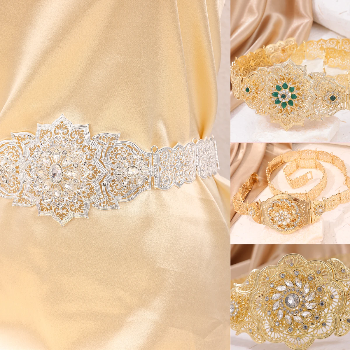 

An Exquisite Multi-layer Lace Shape Alloy Chatelaine Moroccan Bride Wearing Belt French Retro Court Style Lady Body Jewel