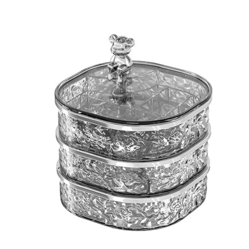 

3-layer Bracelet Earring Jewelry Box INS Clear Makeup Storage Rack Partition Rotating Necklace Storage Box Home Decoration