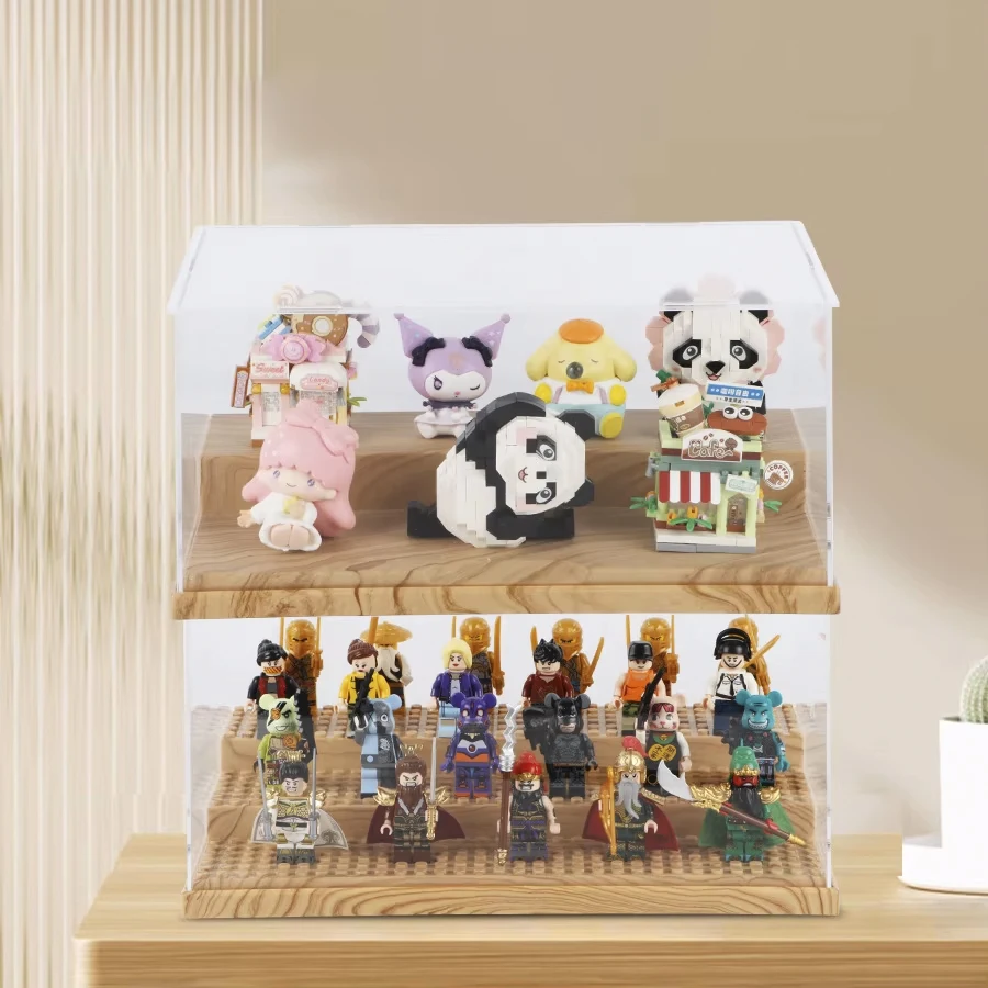 Clear Acrylic Display Case for Minifigure Action Figures Blocks,Acrylic Minifigure Display Case Box Storage Gift for Kids Adults