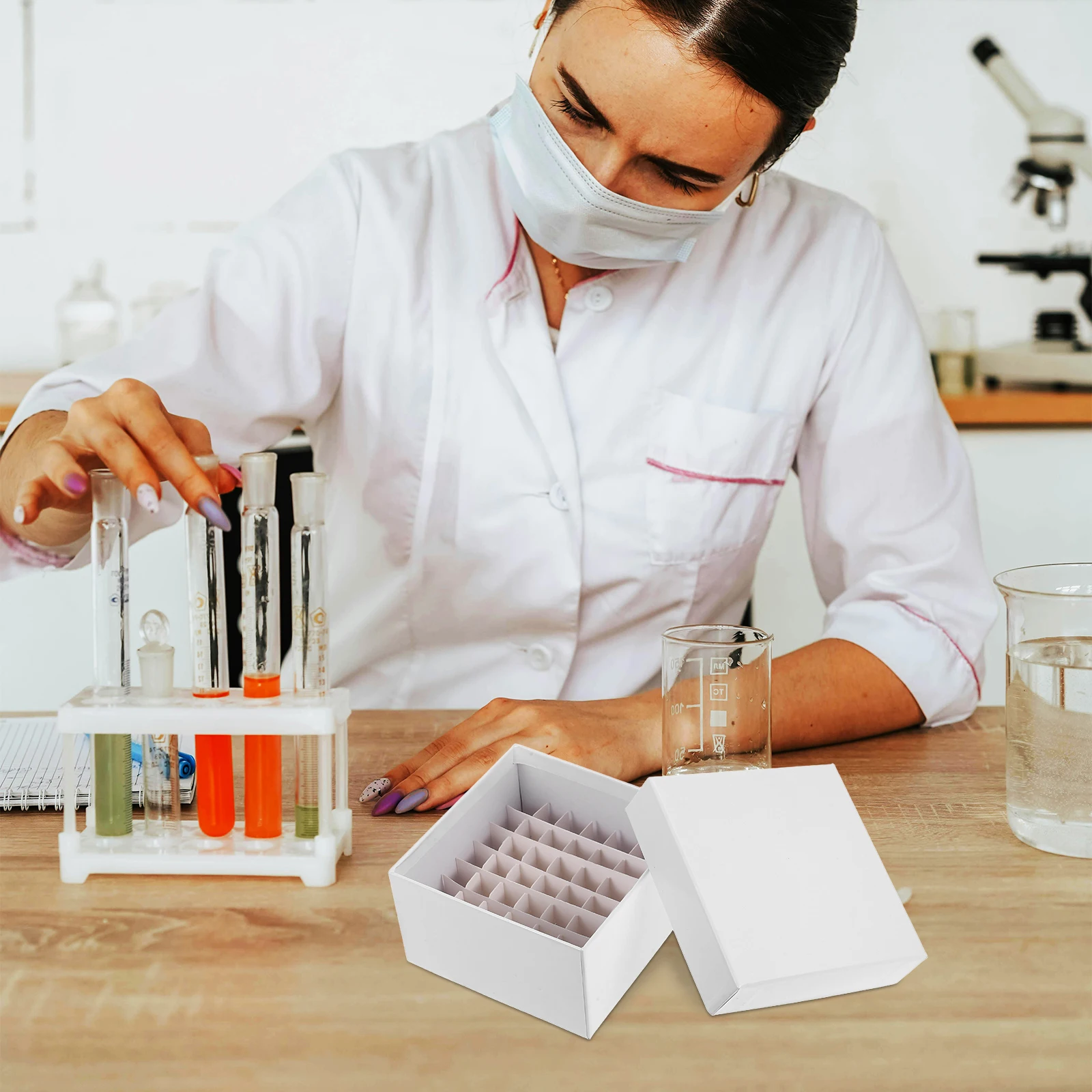 

Tube Box Paper Freezer Case Test Container with Lid Cryobox Storage Holder Organizer White Boxes Bottle