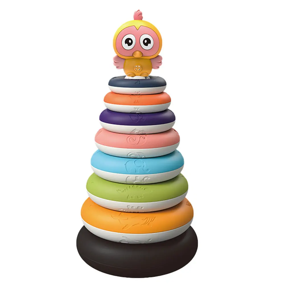 1 set di anelli arcobaleno impilabili, giocattolo educativo in plastica premium per bambini, design colorato e brillante, sviluppa la coordinazione occhio-mano