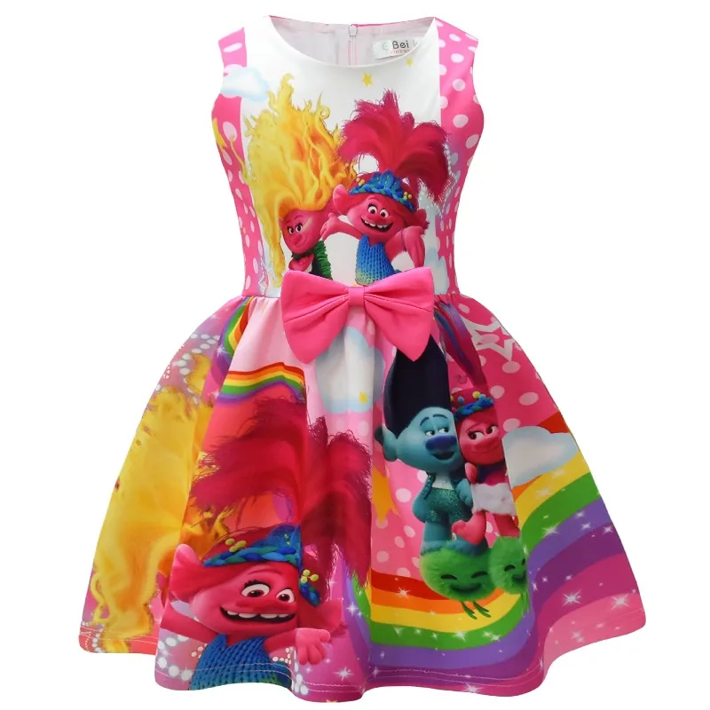 Vestidos de Trolls 2 para niños, disfraz de princesa, disfraz de Trolls Poppy para niños, vestidos de fiesta, Vestido Fantasia Infantil, ropa para niñas