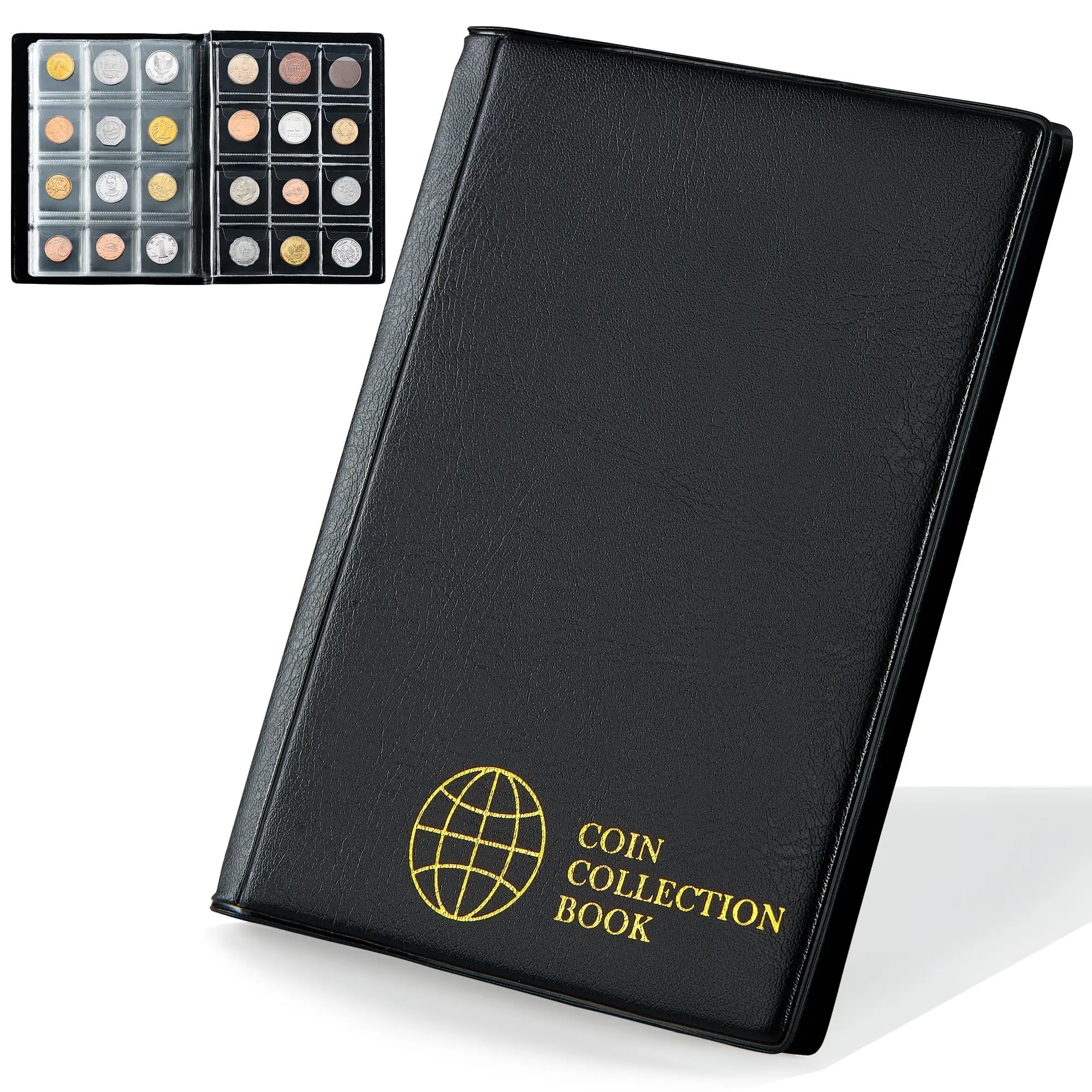 120 جيبًا من مجموعة العملات المعدنية، حامل جمع العملات المعدنية، منظم العملات التذكارية لجامعي ديكور المنزل