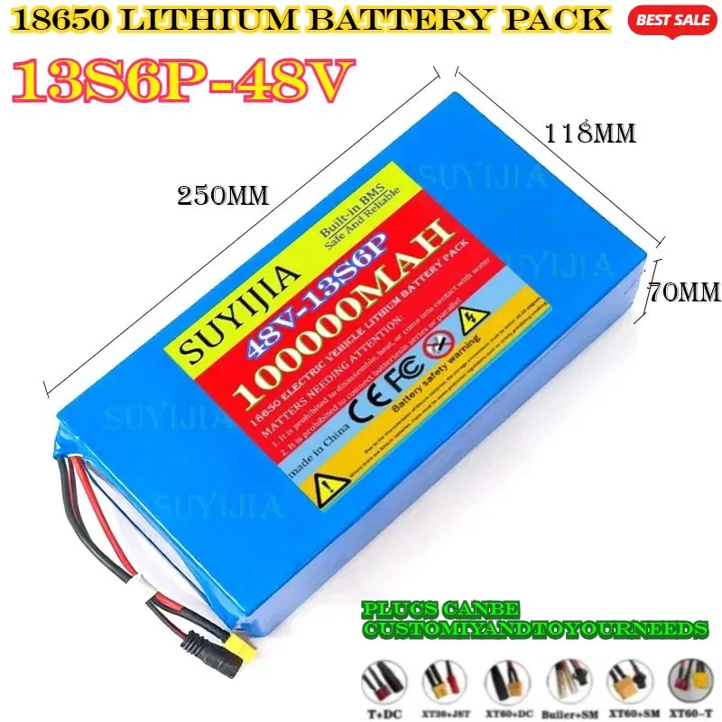 

New 48V 38ah 13s6p Lithium Battery Pack 48v 100000mAh 2000W Citycoco Motorized Scooter Batteries Built in 50A BMS