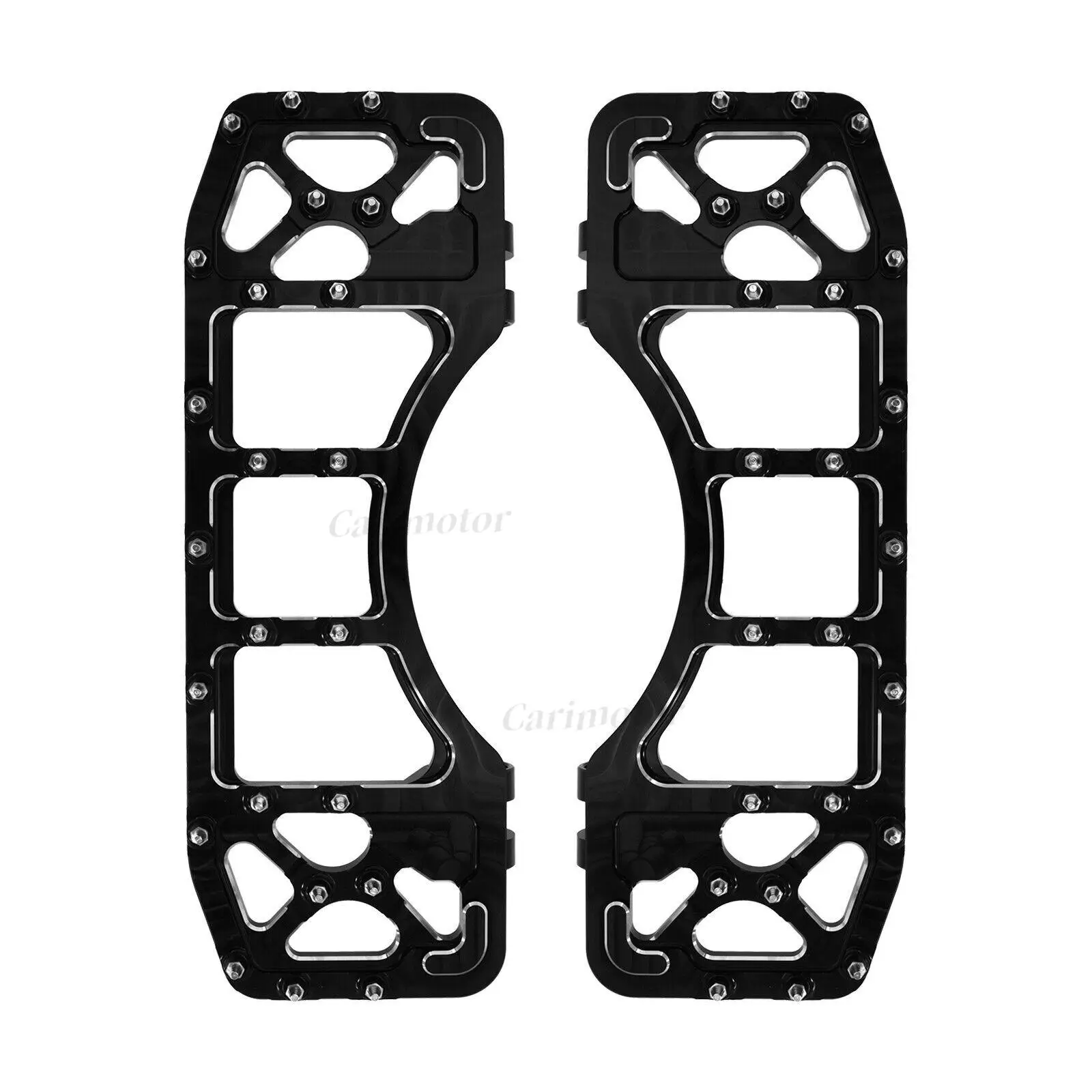 Wide MX Style Floorboards L&R Black Floor Boards Foot Pegs Fit For Harley Touring Softail