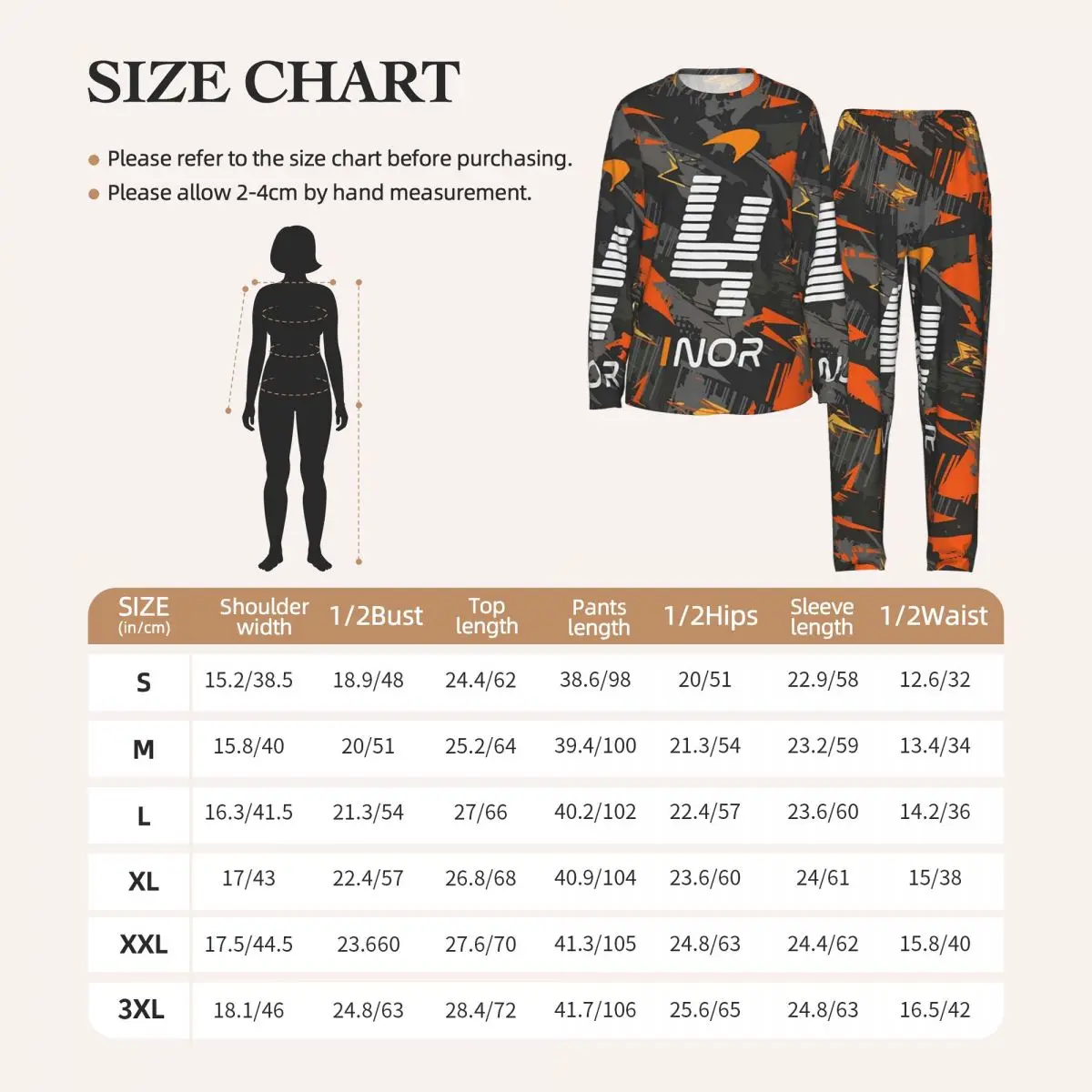 Lando Norris 4 - Abstract Design _F1 2024 Round Neck Long Sleeves Nightdress for Sleepshirts Women Loose Pajama Set Long Pants