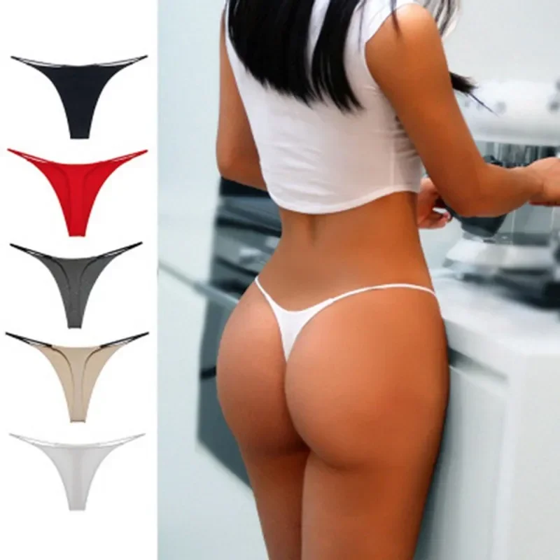Sexy sin costuras Tanga de cintura baja Bikini Tanga Tanga Sexy Tanga doble correas de hombro bragas de algodón ropa interior bragas de mujer