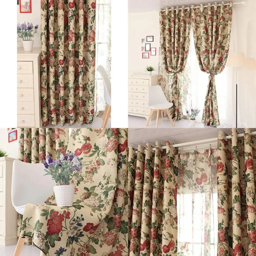 Rideaux opaques à motifs floraux pour style rétro, isolation de pièce foncée, adaptés à un usage salon et chambre (taille : 500x26)