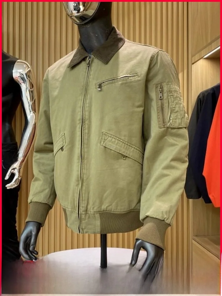 

Утепленная мужская куртка из американского хлопка, молодежная модная повседневная куртка-бомбер на молнии с длинными рукавами