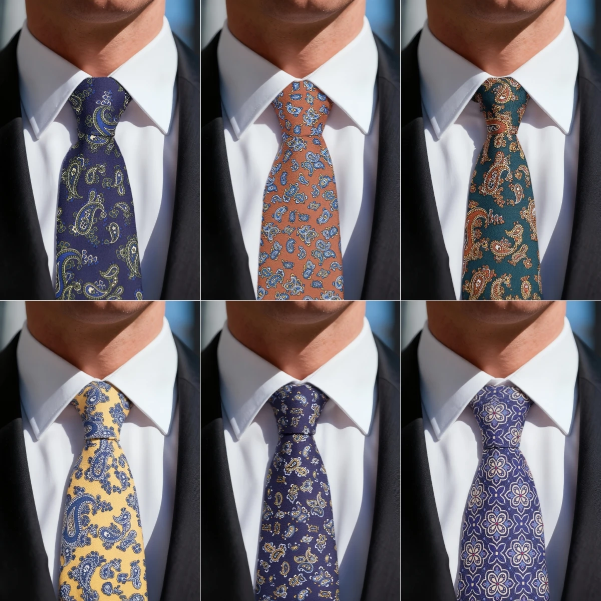 Men's Tie Brand New Fashion Necktie Green Orange  Paisley Floral Silk Gravatas For Men Fit Wedding Workplace Slim