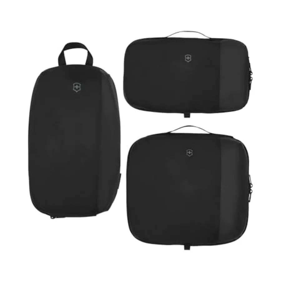 Travel Essentials packing cube set for organization, nylon fabric, black color, compressible and expandable design