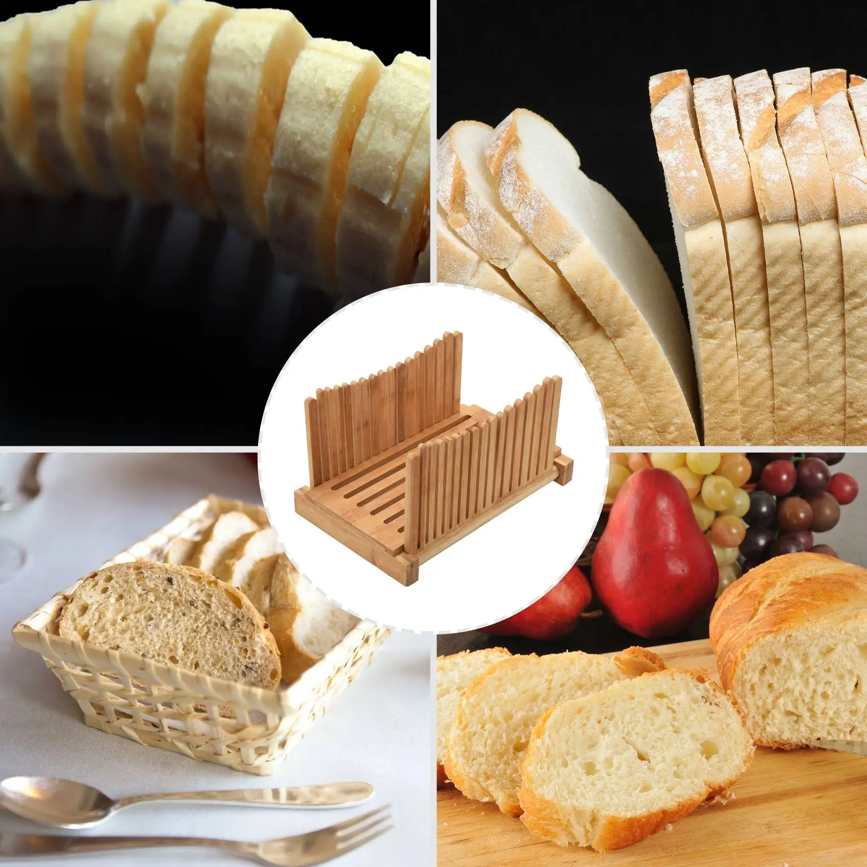 

【Shopper’S Favorite】Bamboo Bread Slicer Cutting Guide - Wood Bread Cutter For Homemade Bread, Loaf Cakes, Bagels Foldable And Co