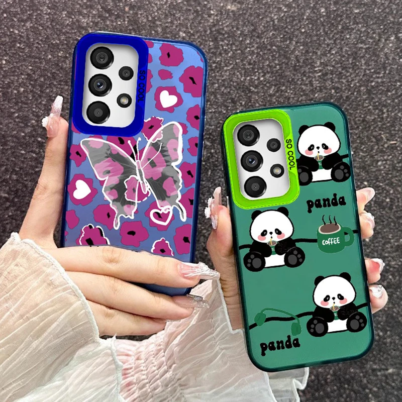 Smile Face Butterfly Cute Cat Phone Case For Samsung Galaxy A53 A33 A32 A12 A52 M55 M35 S20 FE Printed Shockproof Silicone Cover