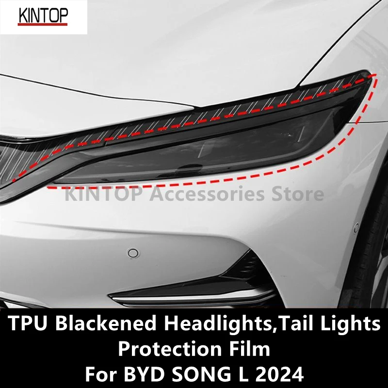 

For BYD SONG L 2024 TPU Blackened Headlights,Tail Lights Protective Film,Protection Modification Accessories Refit