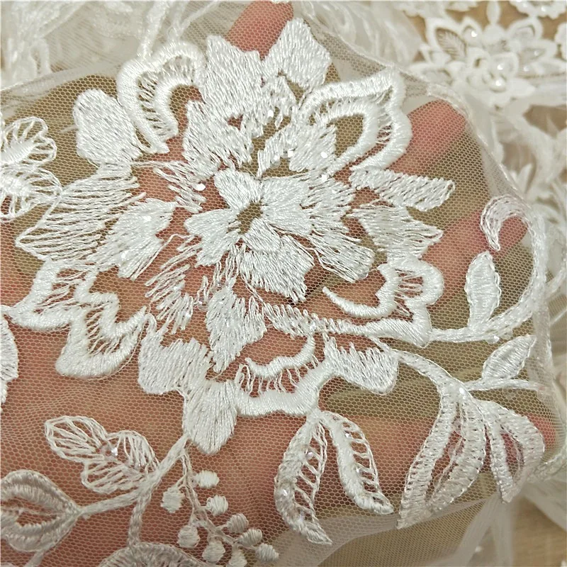 موضة جديدة ورقة زهرة التطريز الدانتيل النسيج اليدوية DIY فستان الزفاف الملابس المواد إكسسوارات ديكور الخلفية