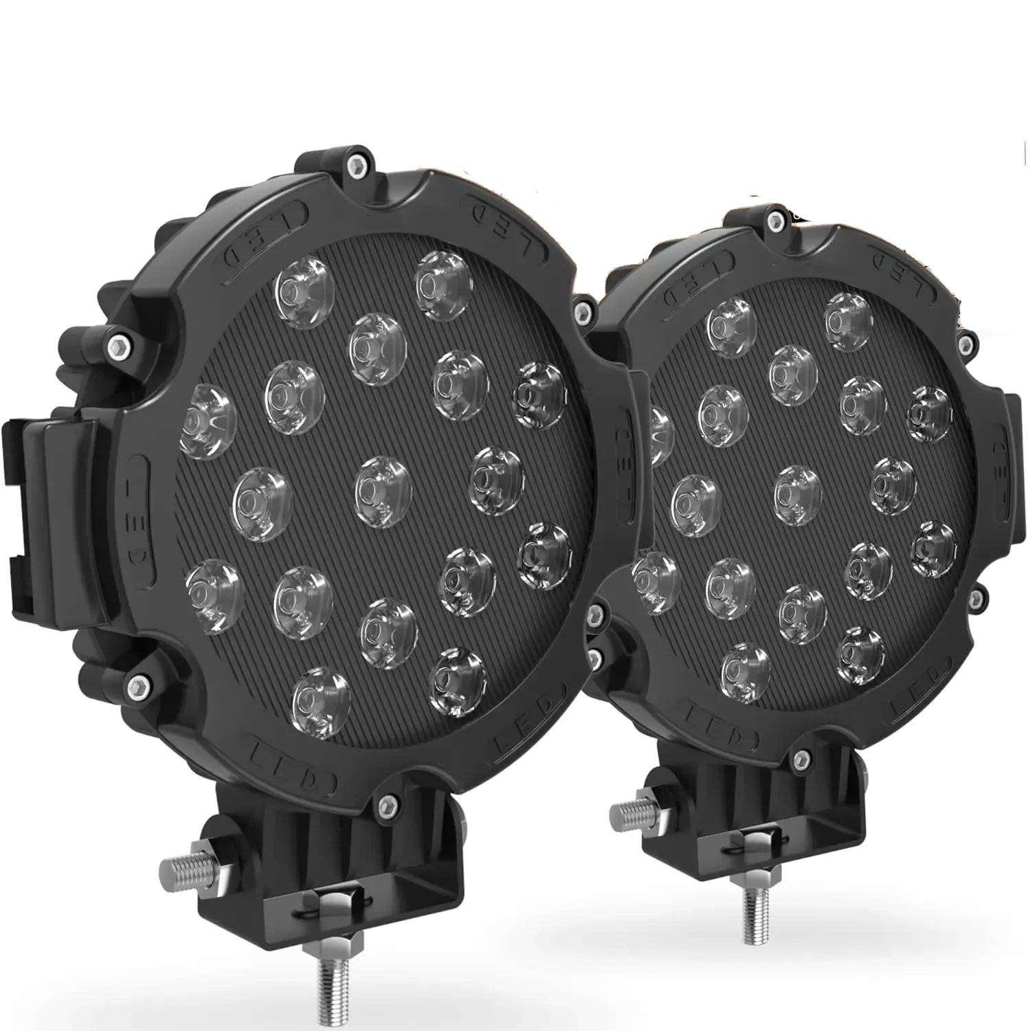 

2 шт. 7-дюймовые круглые светодиодные фары для бездорожья, 51 Вт, 5100 лм, точечные фары для вождения, крепление на бампер, крышу, противотуманные фары, подходят для лодок, джипов, квадроциклов, внедорожников