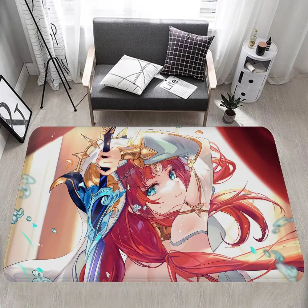 Genshin Impact Nilou Floor Carpet Anti-slip Absorb Water Long Strip Cushion Bedroon Mat Welcome Rug