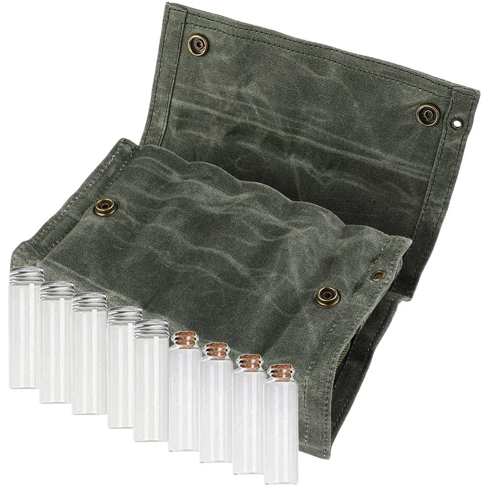 

1Set Outdoor Spice Storage Bag Camping Travel Spice Container Kit Portable Seasoning Organizer Foldable Canvas Pouch 9 Glass