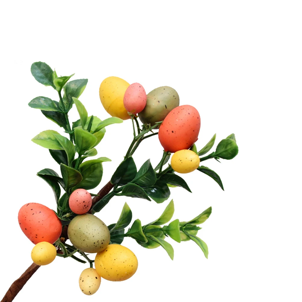 

3 Pcs Green Leaf Easter Egg Decoration Bouquet Simulated Leaves DIY Crafting Accessories for Eggs Bamboo Colorful Branches