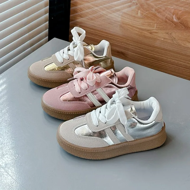 Zapatillas de Tenis para niños y niñas, zapatos deportivos informales de suela suave de cuero, color blanco, Otoño, 2024