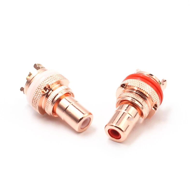 RCA Connector Female Jack Bright/Copper/Dumb/Rhodium Plated Socket Chassis Speaker Connectors 32mm HiFi Amplifier Audio Terminal