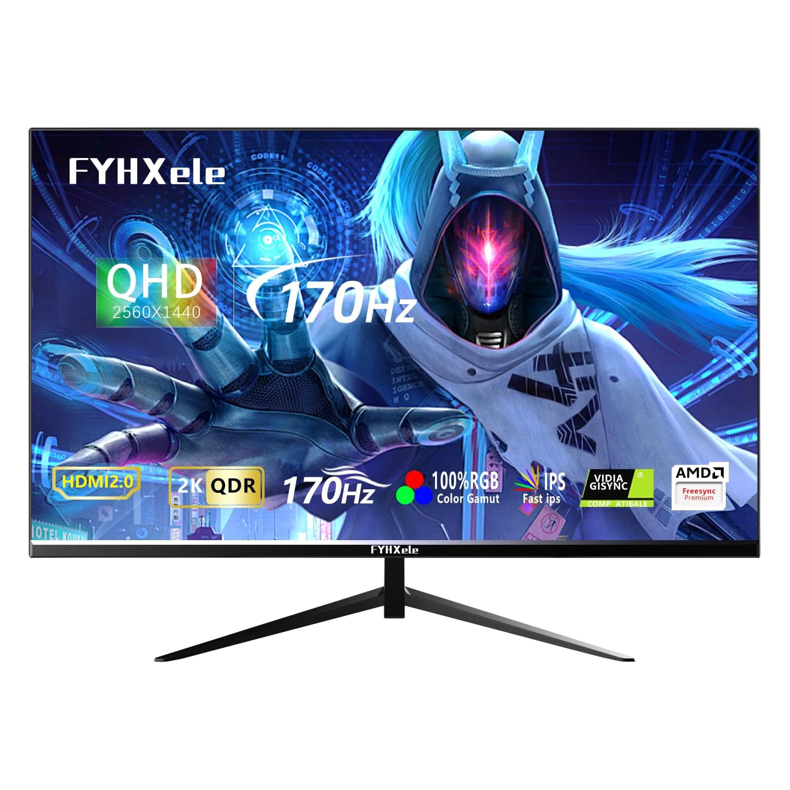 

Монитор 27 дюймов, 170 Гц, 2K, игровой дисплей 1 мс, m-freesync, 8 бит, 99% sRGB, IPS-дисплей для настольного ПК, HDMI DP HDR400