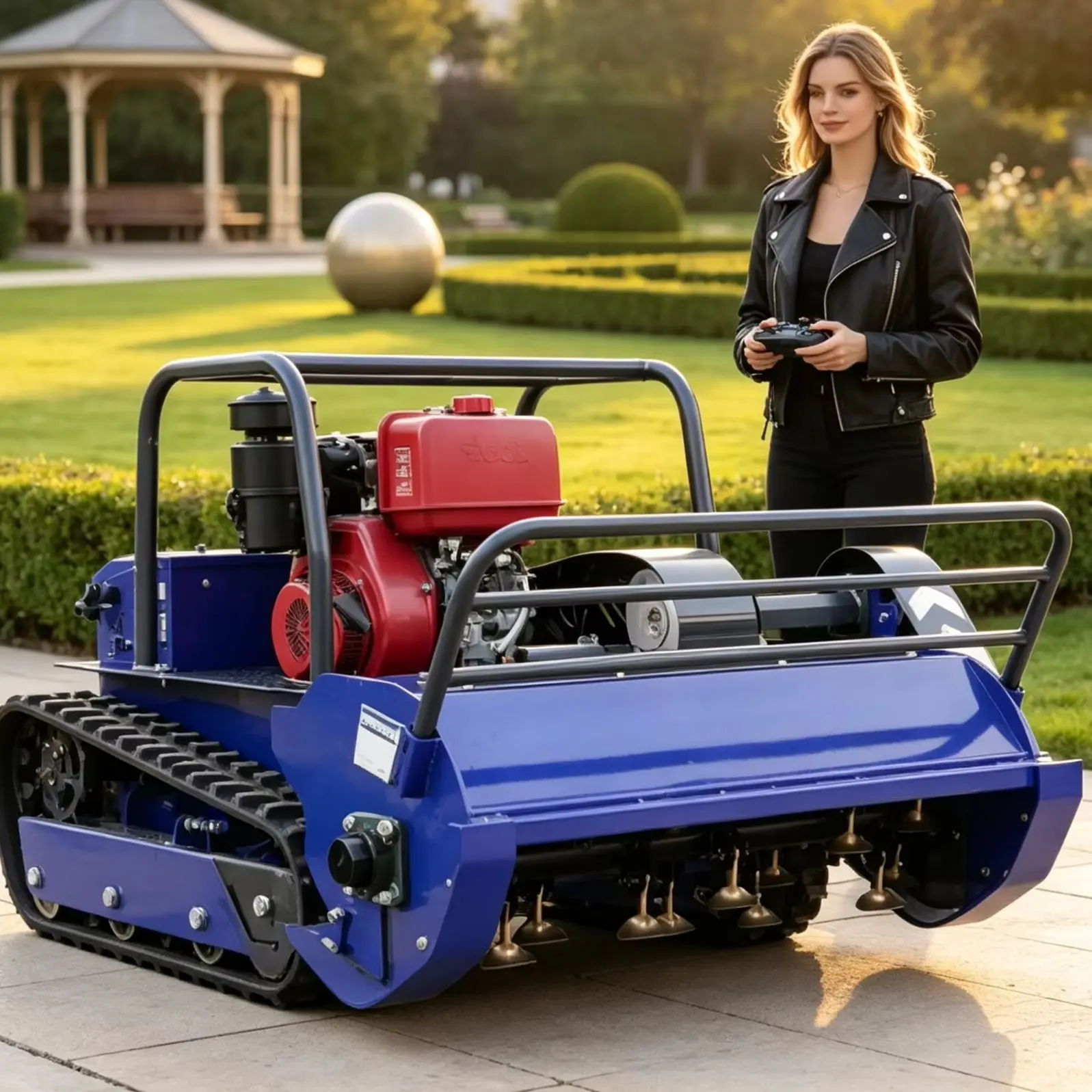 Customized navigation display screen & adjustable mowing height, 800s Newly upgraded flail mower mulcher  lawn mowe