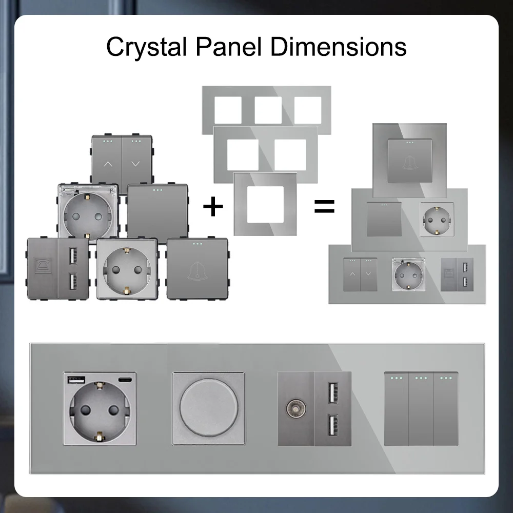 

TAWOIA EU Розетка настенная 20W Type-C с двумя USB-портами, модульная рамка DIY, для ТВ, SAT, CAT5, RJ45, свободно комбинируемые функциональные элементы и розетки