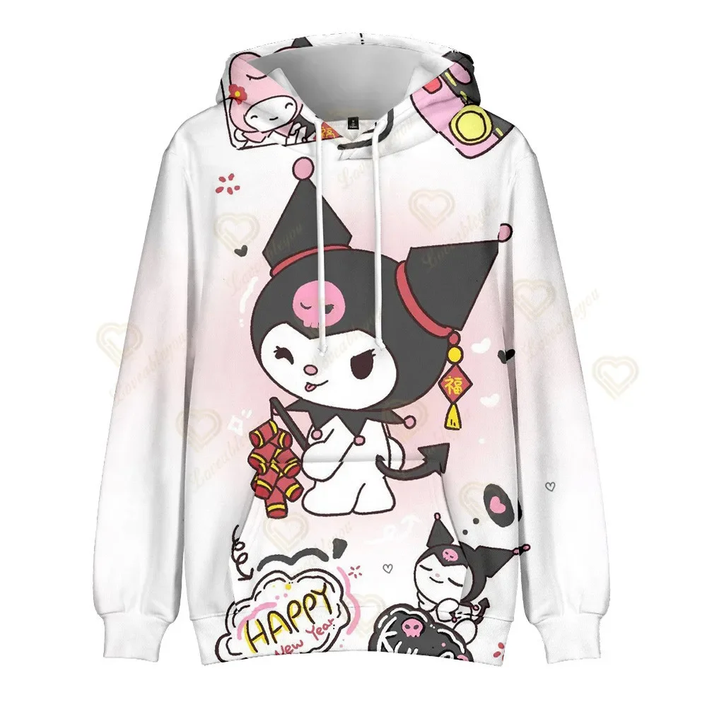 Kawaii Sanrios Hello Kitty Sweatshirt Unisex Couple Hoodie Anime Kuromi Cinnamoroll My Melody Cute Cartoon Birthday Gift