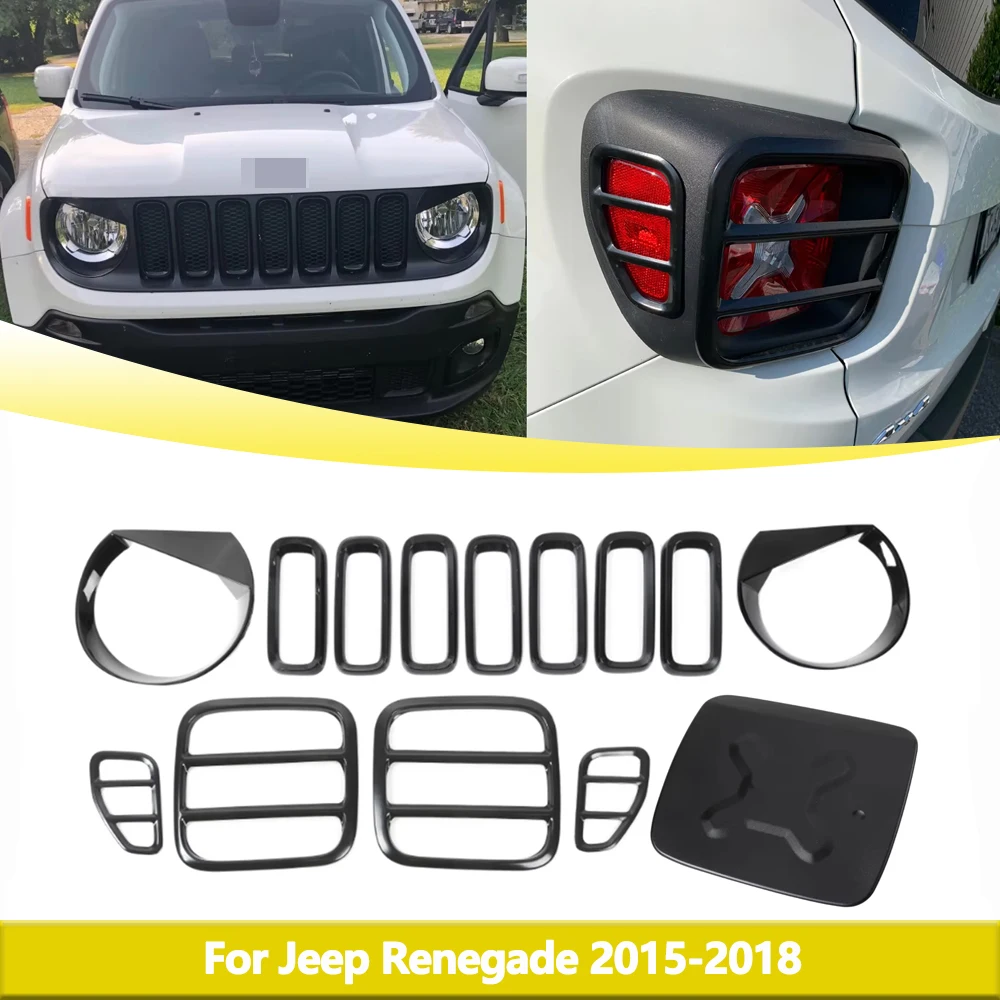 Fuel Tank Cap Taillight Cover Front Grill Decoration Frame for Jeep Renegade 2015-2018 Car Styling Kit Exterior Accessories